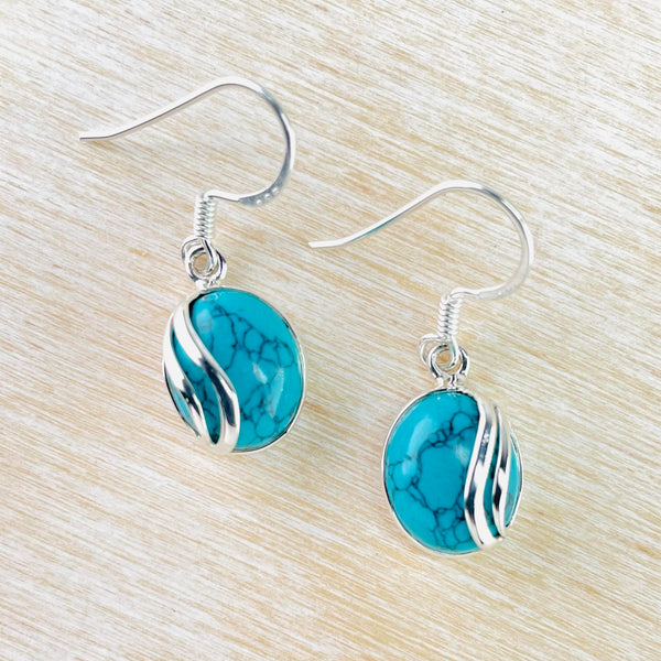Sterling Silver and Blue Turquoise Earrings