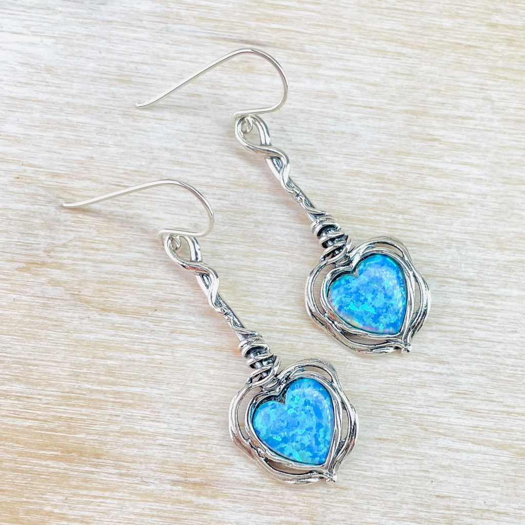 Luckyshine Rainbow Bi-Color Tourmaline Dangle Hook Earrings – Silver Plated, Heart Shape, Lab-Created