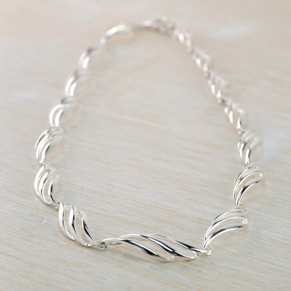 Sterling Silver Open Wave Linked Necklace by JB Designs.
