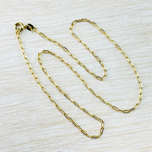 41 cm Yellow Gold Plated Sterling Silver Paper Chain Necklace.