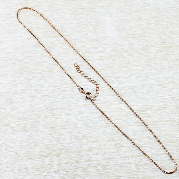 41 - 46 cm Rose Gold Plated Sterling Silver Fine Trace Chain. 41 - 46 cm Rose Gold Plated Sterling Silver Fine Trace Chain.