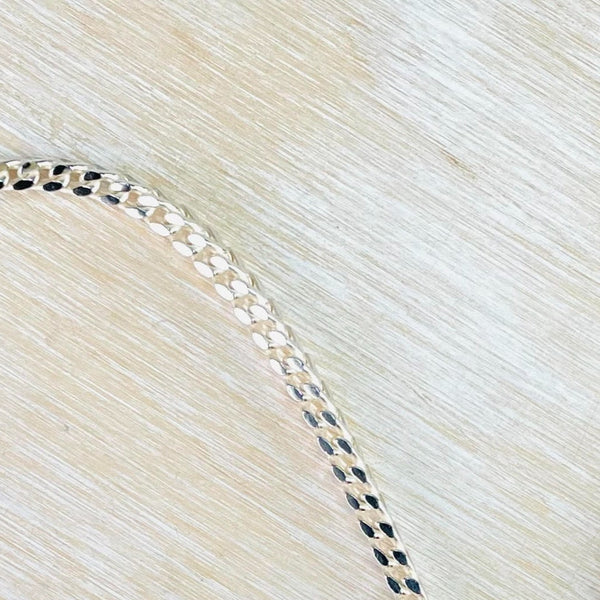 Heavy 49.5 cm  Square 'Franco'  Sterling Silver Chain Necklace.