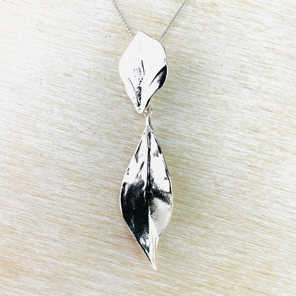 Textured Sterling Silver Leaf Pendant by JB Designs.
