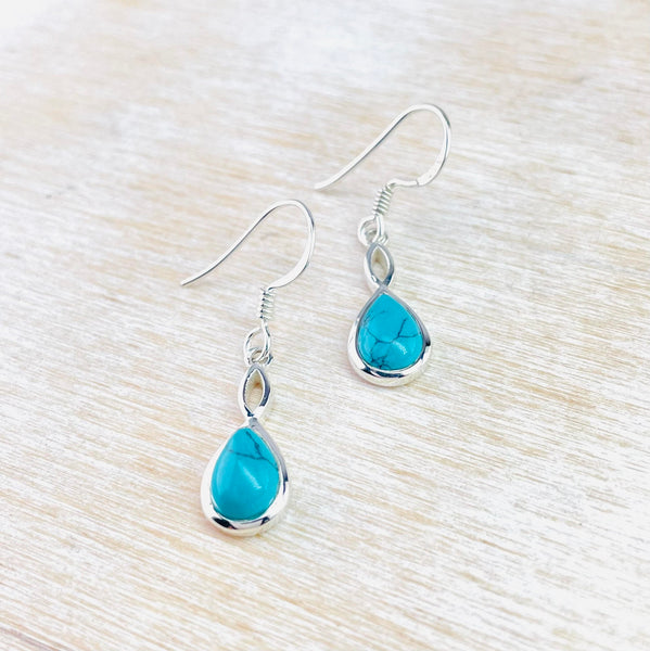 Tear Drop Sterling Silver and Turquoise Earrings.