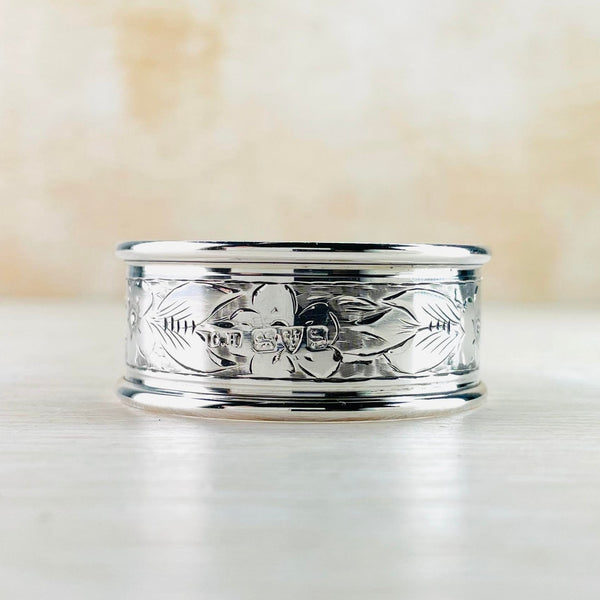 Single Oval Antique Silver Napkin Ring, Hallmarked Chester, 1921