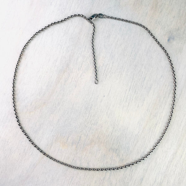 16 - 18 inch Oxidised Sterling Silver 'Bean' Chain. 16 - 18 inch Oxidised Sterling Silver 'Bean' Chain.