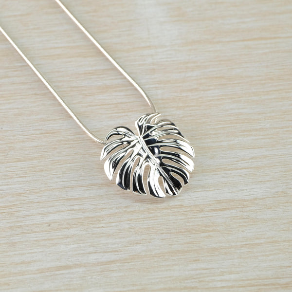 Sterling Silver Monstera Leaf Pendant by JB Designs.