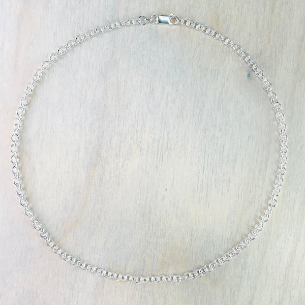 16 inch Textured Sterling Silver Link Chain. 16 inch Textured Sterling Silver Link Chain.
