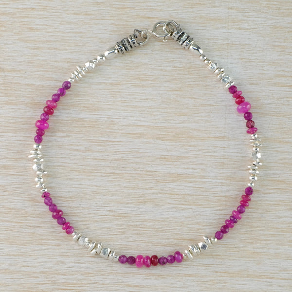 Little Rubies and Silver Beaded Bracelet by Emily Merrix.