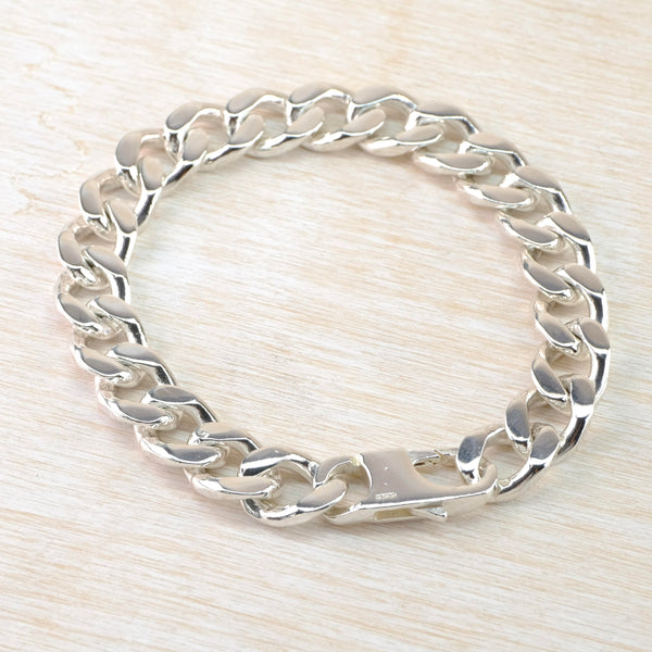 Heavyweight Sterling Silver Curb Bracelet.