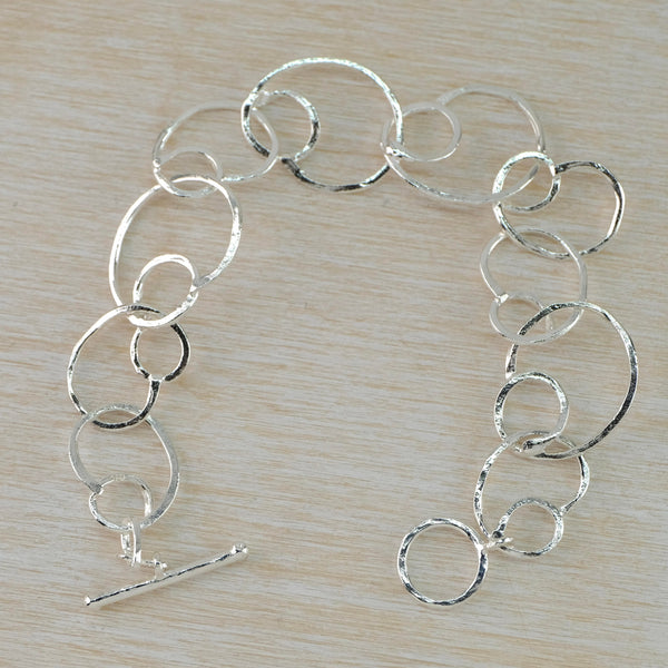 Sterling Silver Swirl Design Link Bracelet by JB Designs.