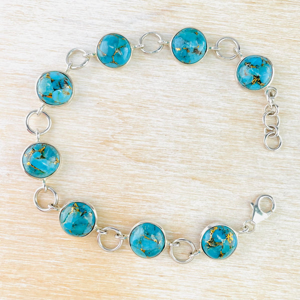 Sterling Silver and Blue Mojave Turquoise Set Bracelet.