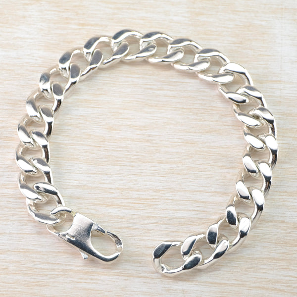 Heavyweight Sterling Silver Curb Bracelet.
