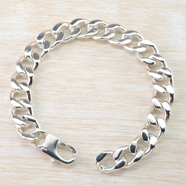 Heavyweight Sterling Silver Curb Bracelet. Heavyweight Sterling Silver Curb Bracelet.