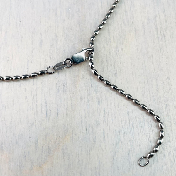 16 - 18 inch Oxidised Sterling Silver 'Bean' Chain.