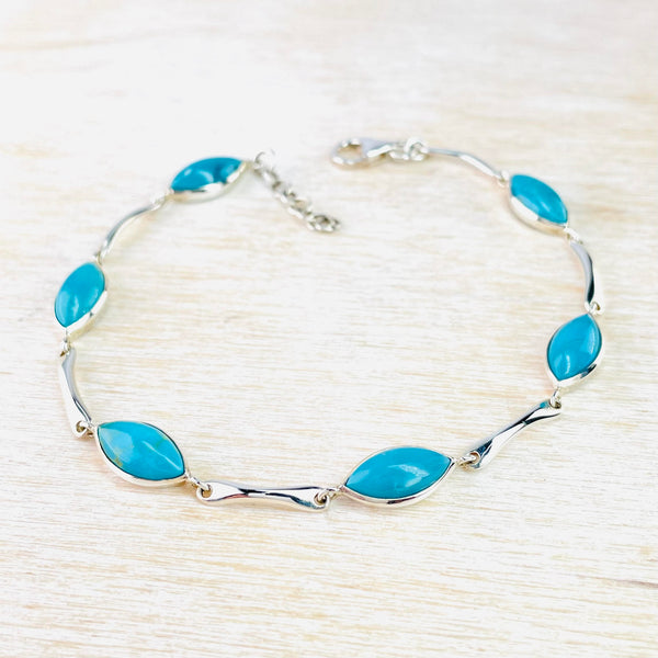 Sterling Silver and Turquoise Link Set Bracelet.