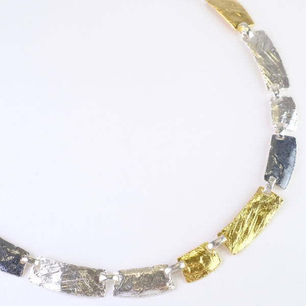 Satin Silver and Gold Plated Linked Necklace by JB Designs.