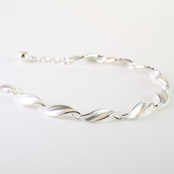 Satin Silver Linked Bracelet by JB Designs.