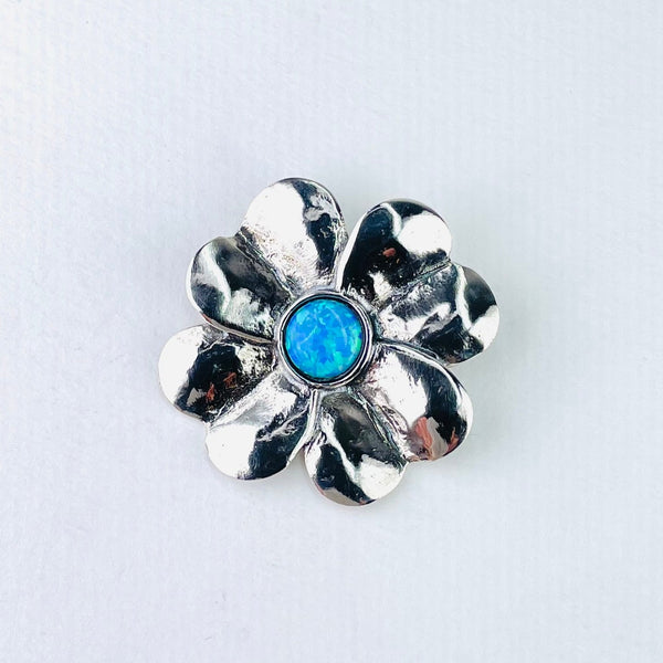 Opalite and Silver Flower Design Brooch.