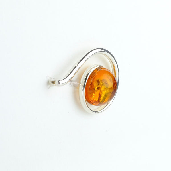 Contemporary Design Silver and Amber Brooch.