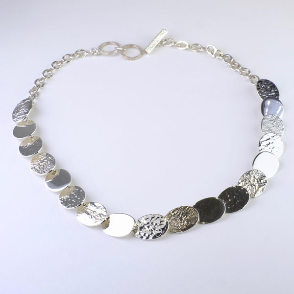 Textured Silver Linked Necklace by JB Designs.