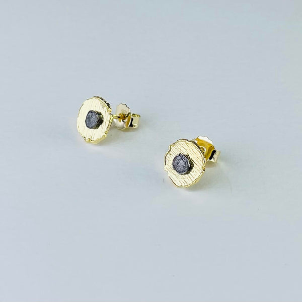 Gold Plated and Oxidised Silver Stud Earrings by JB Designs.
