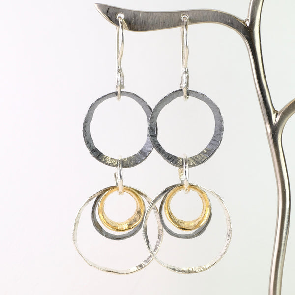 Silver and Gold Plated Long Earrings by JB Designs.