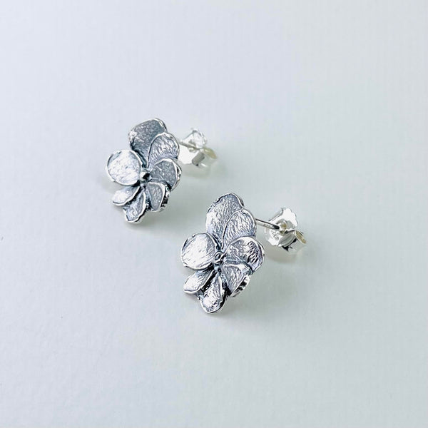 Oxidized Silver Flower Stud Earrings by JB Designs.