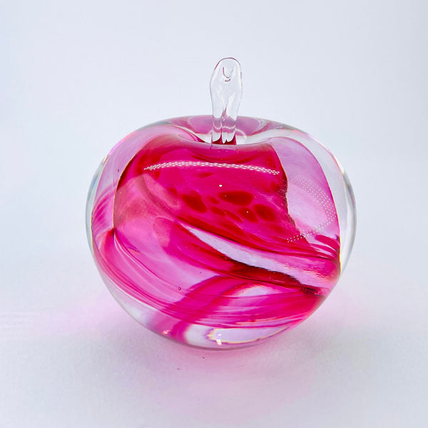 Red and Pink Handmade Glass Apple.