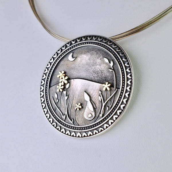 Linda Macdonald Handmade Silver 'Moondance' Pendant. Linda Macdonald Handmade Silver 'Moondance' Pendant.