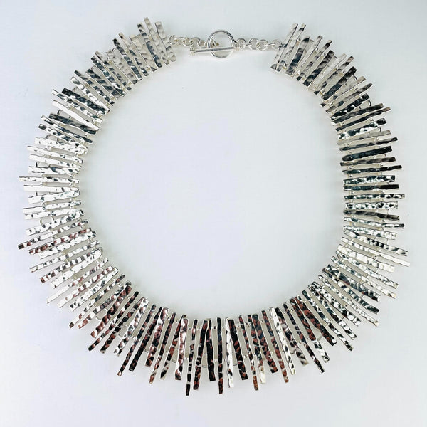 Hammered Silver Statement Necklace, Hammered Silver Statement Necklace,