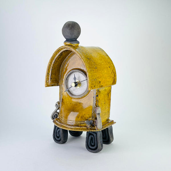Ochre Ceramic Clock by Ian Roberts.