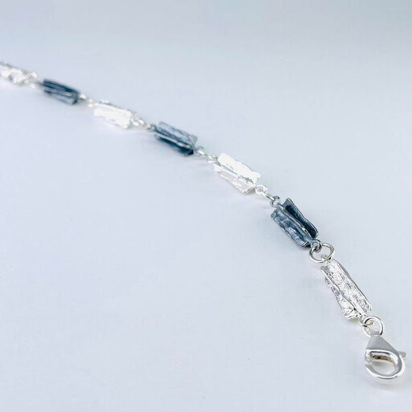 Textured and Oxidized Silver Link Bracelet by JB Designs.