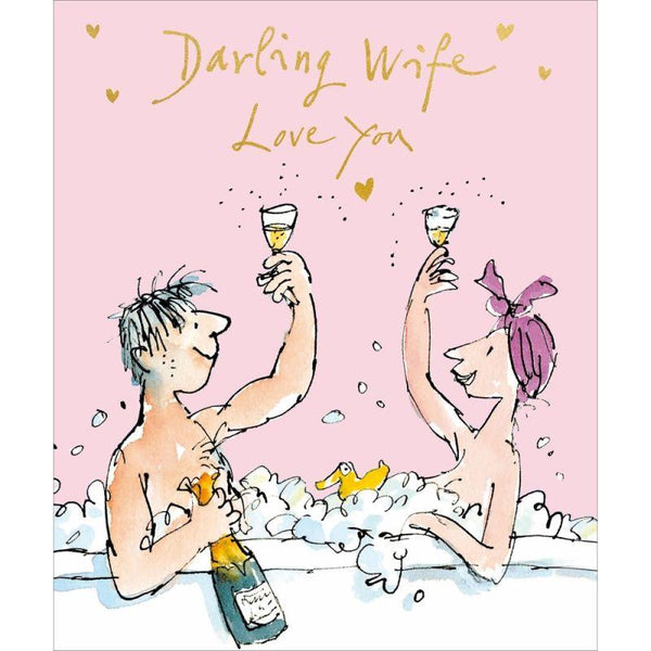 Quentin Blake  "Darling Wife  Love You"  Happy Birthday Card.