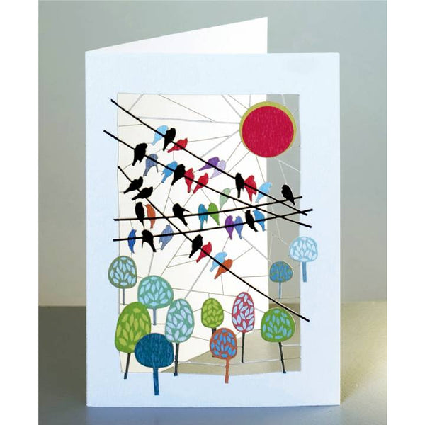 'Birds on Wires' Laser Cut Blank Card.