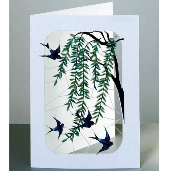 'Swallows and Willow' Laser Cut Blank Card
