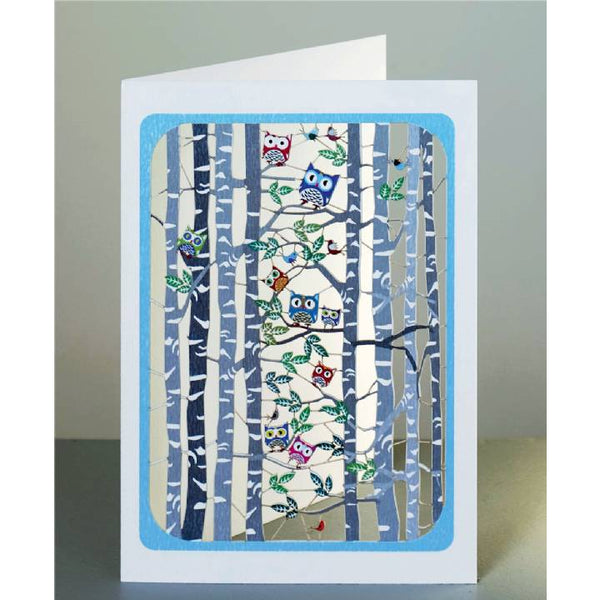'Owls Amongst the Trees' Laser Cut Blank Card.