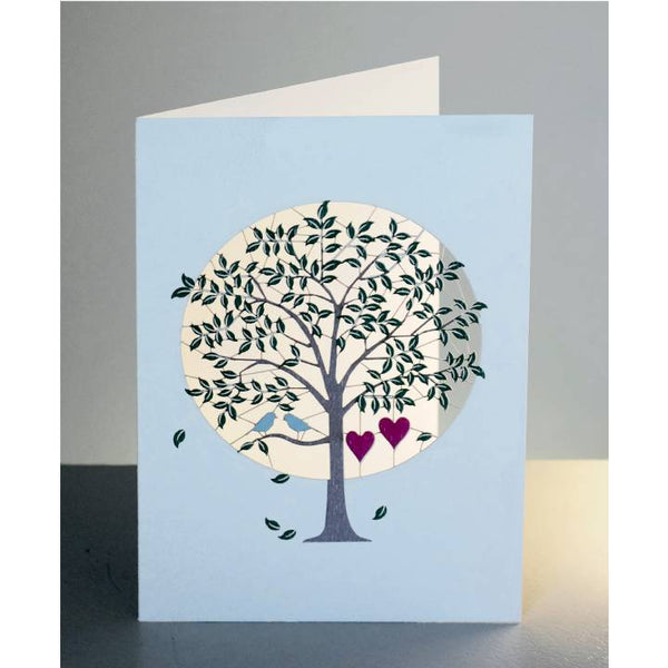 'Lovebirds and Two Hearts' Laser Cut Blank Card.
