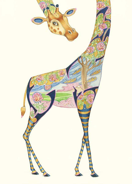 'Giraffe' Blank Greetings Card by DM Collection.