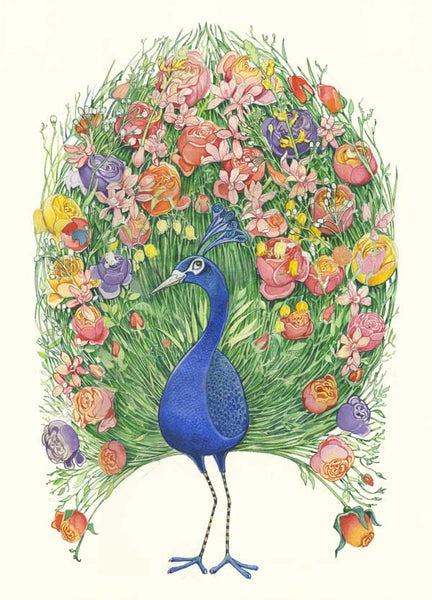 'Peacock' Blank Greetings Card by DM Collection.