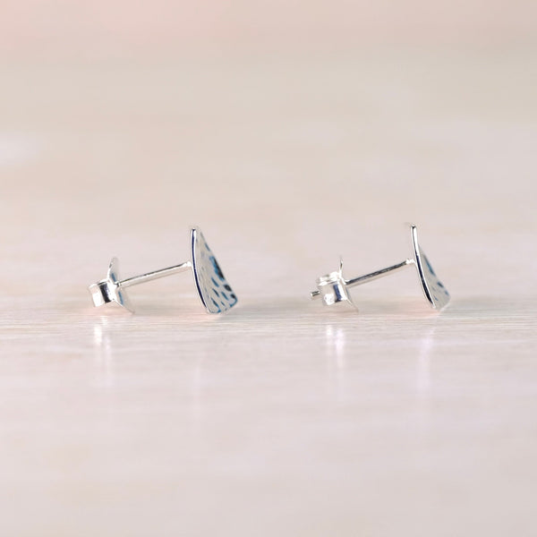 Square Hammered Silver Stud Earrings by JB Designs.