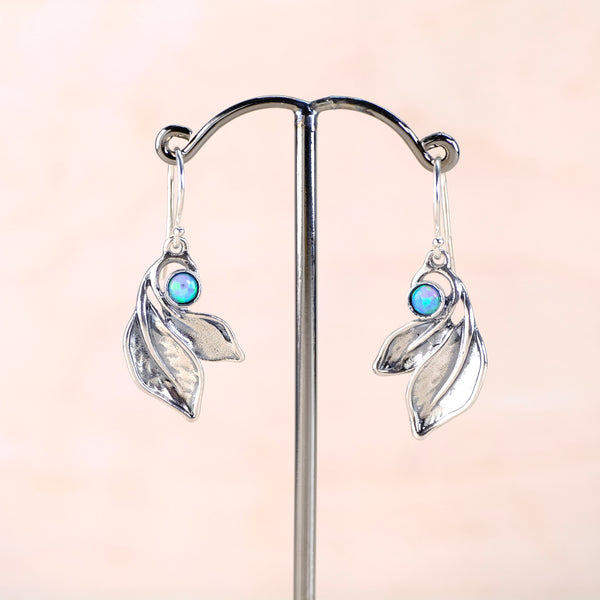 Opal and Silver 'Leaf ' Design Earrings by JB Designs