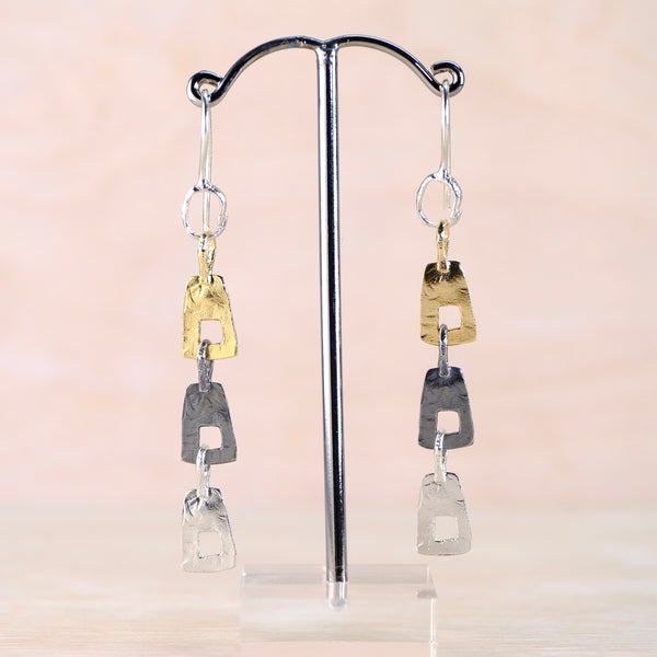 Triple Shades of Silver and Gold Plated Earrings by JB Designs.