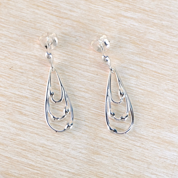 Triple Sterling Silver Drop Earrings by JB Designs.