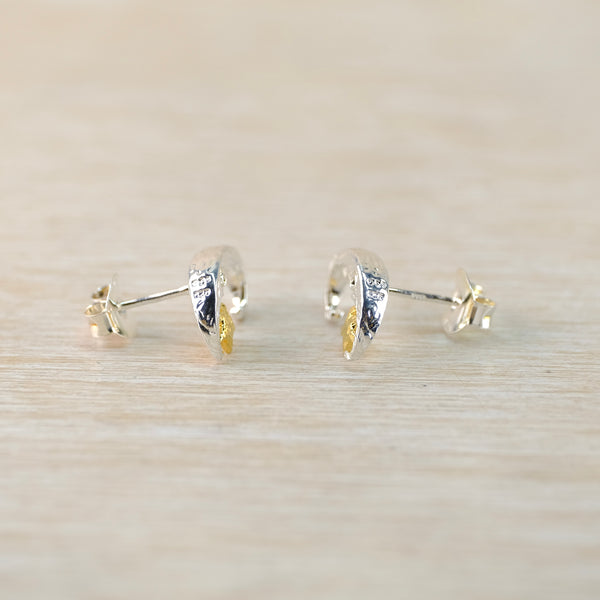 Silver and Gold Plated Man in the Moon Stud Earrings.