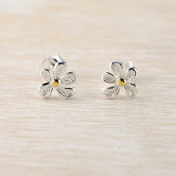 Silver Flower Stud Earrings by JB Designs.