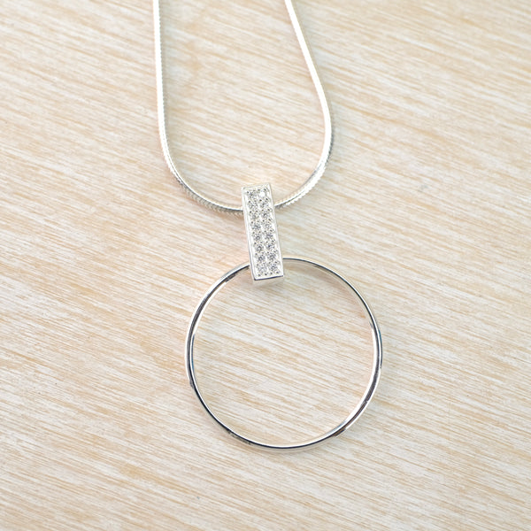 Sterling Silver and CZ Multi Stone Circle Pendant by JB Designs.