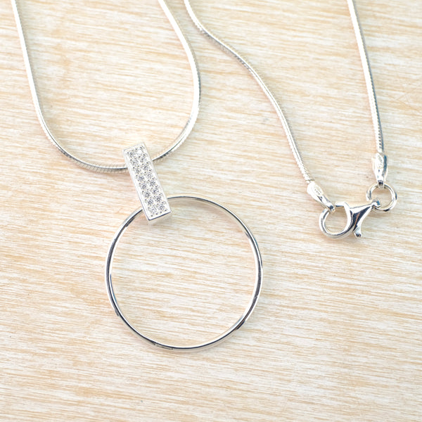 Sterling Silver and CZ Multi Stone Circle Pendant by JB Designs.