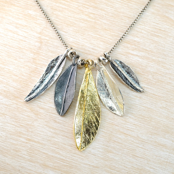 Sterling Silver Leaf Pendant Necklace by JB Designs.