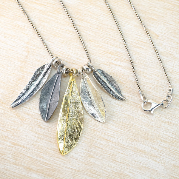Sterling Silver Leaf Pendant Necklace by JB Designs.
